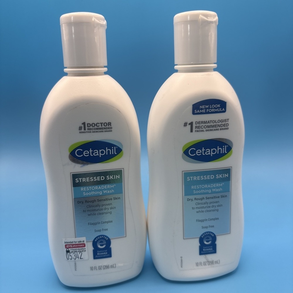 2 Pack - Cetaphil Dry Stressed Skin RESTORADERM Soothing Wash 10 Fl oz